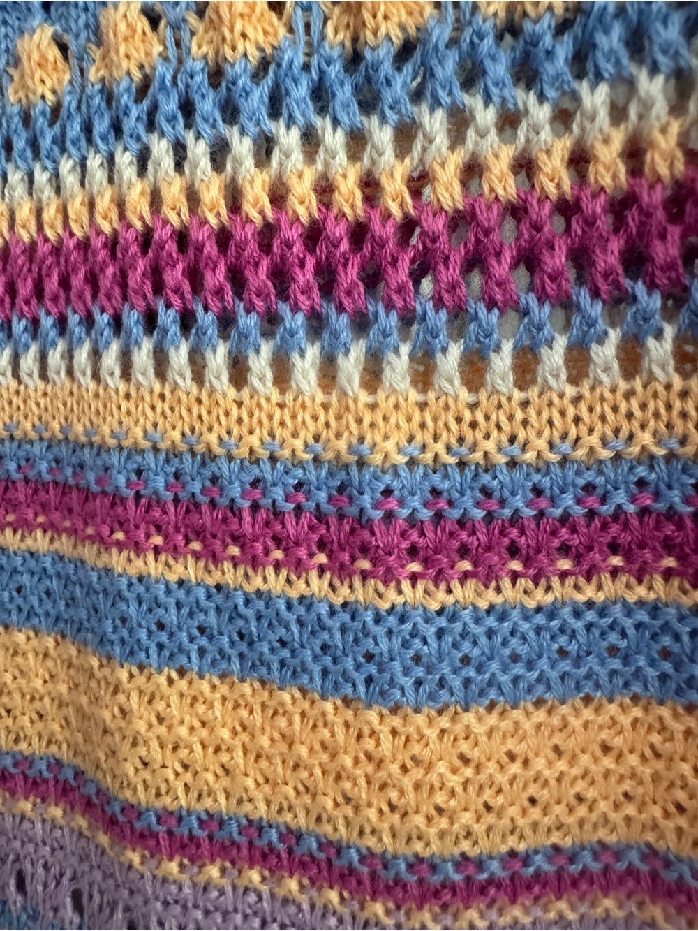 No Boundaries Pastel Striped Open Knit Maxi Dress Scalloped Hem Large - Picture 7 of 12